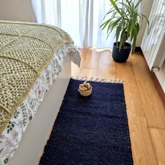 tapete tradicional de corredor azul escuro