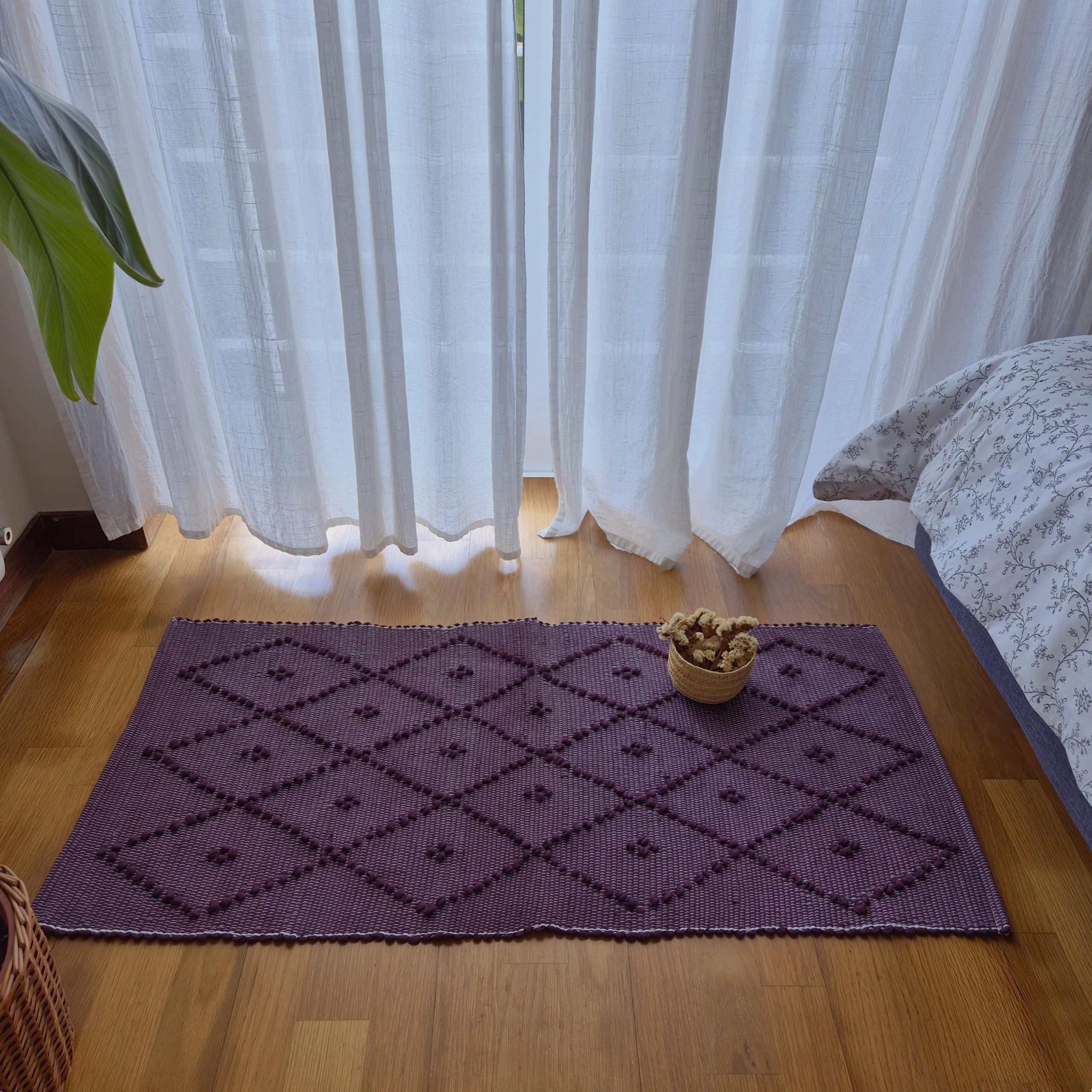 Small Purple Grape Rug - 50x100cm - Knotted Rug - PadaWorks