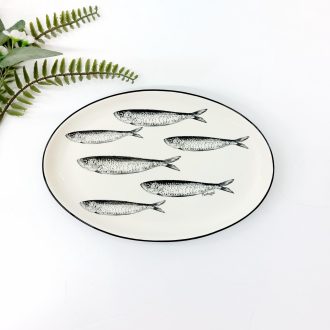 ceramic oval plate with fishes