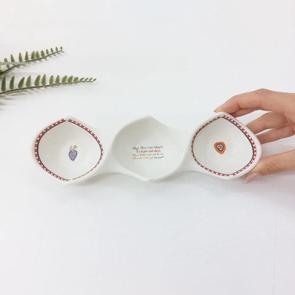 Porcelain Appetizer Plates Divided into Three