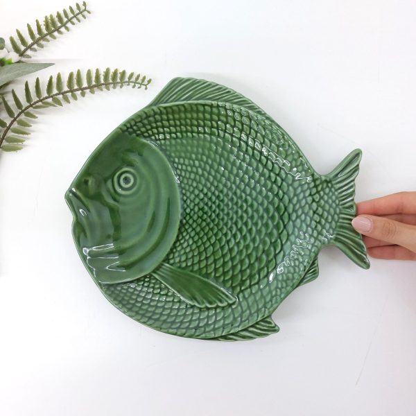 green majolica ceramic fish