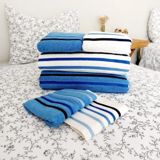 Cotton Towels in Two Colors blue and white