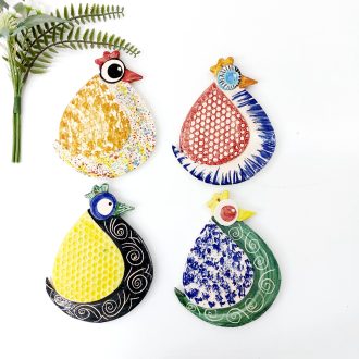 Glazed Ceramic Chicken for Hanging on the Wall