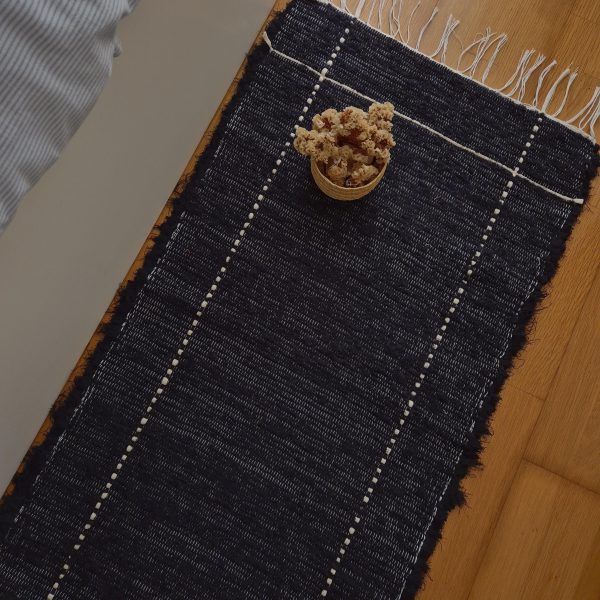 Runner Black Rug With White Line