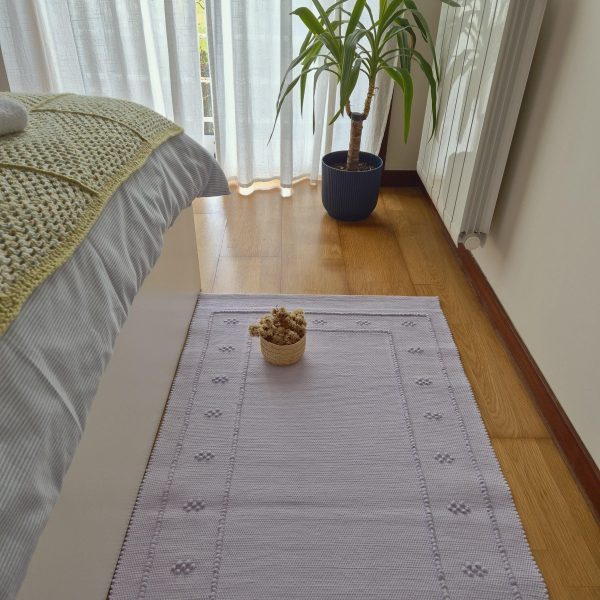 medium geometric purple rug