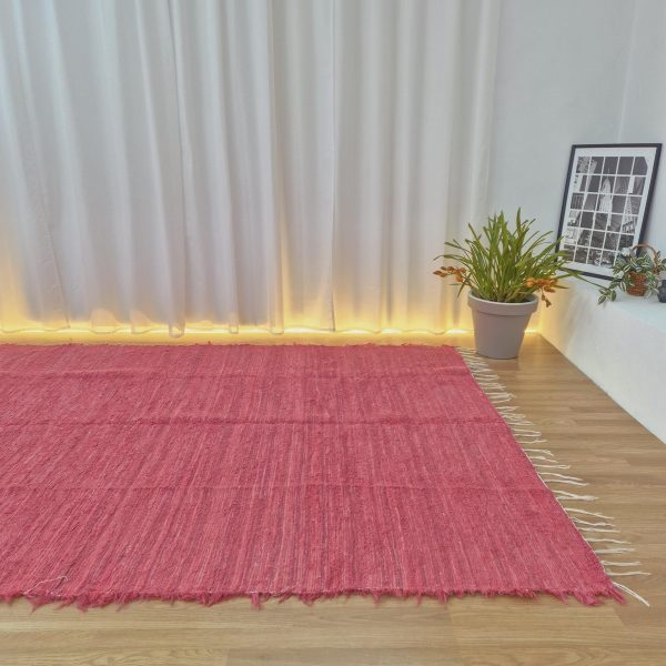 extra large pink cotton rug