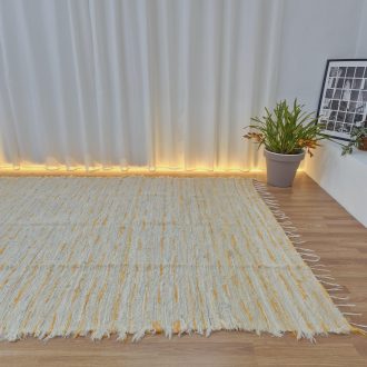 extra large cream and yellow cotton rug