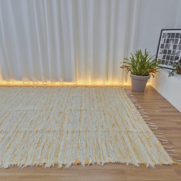 extra large cream and yellow cotton rug