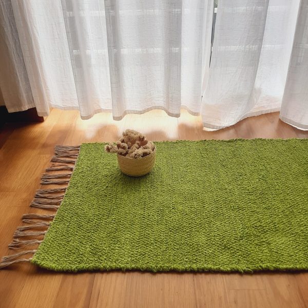 Large Pear Green Cotton Rug
