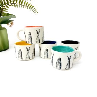 Ceramic Coffee Cup With Sardines Design 3oz