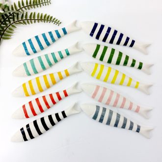 Glazed Ceramic Sardines with Stripes