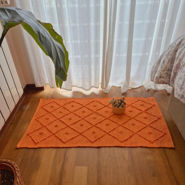 Small Pumpkin Orange Rug Knotted