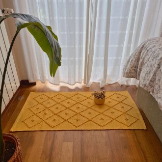 Small Mustard Yellow Rug made in recycled cotton