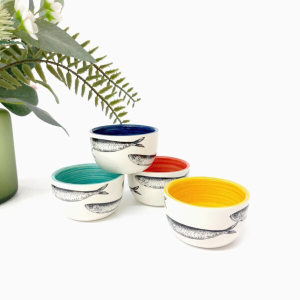 mini ceramic bowl with sardines