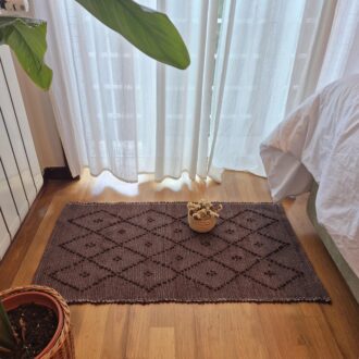 cocoa brown cotton rug with diamonds