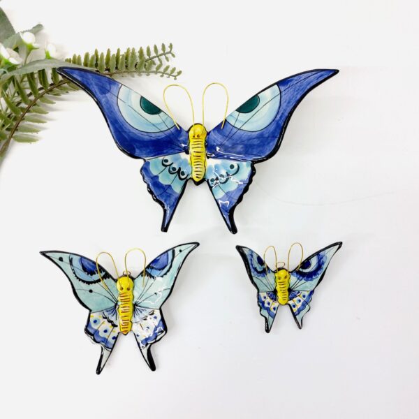 blue yellow butterflies handpainted