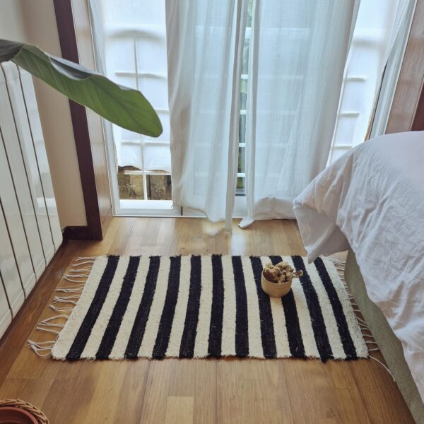 black and cream soft rug