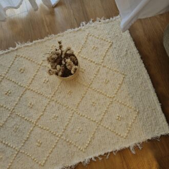pastel yellow cotton rug handknotted